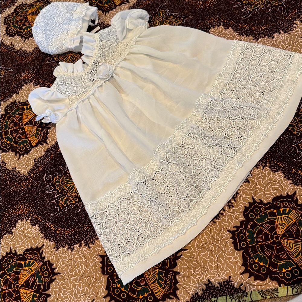 Vintage Zighi Baby Christening Dress and Bonnet